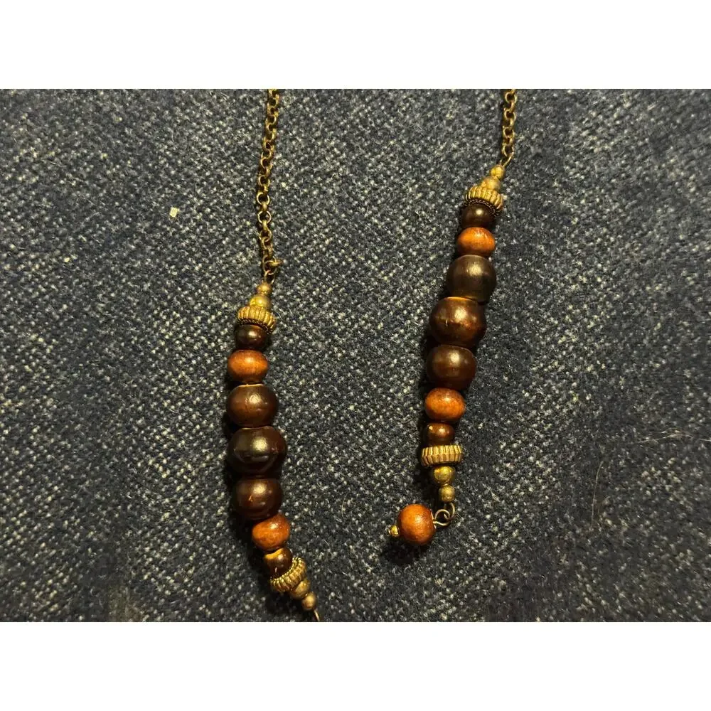 Vintage Wooden 27in Art Deco Statement Necklace
